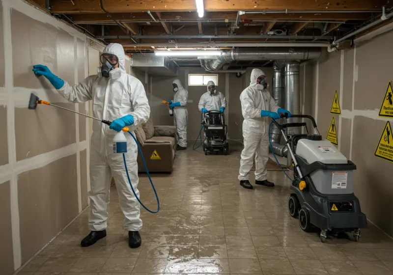 Basement Moisture Removal and Structural Drying process in Sheldon, TX